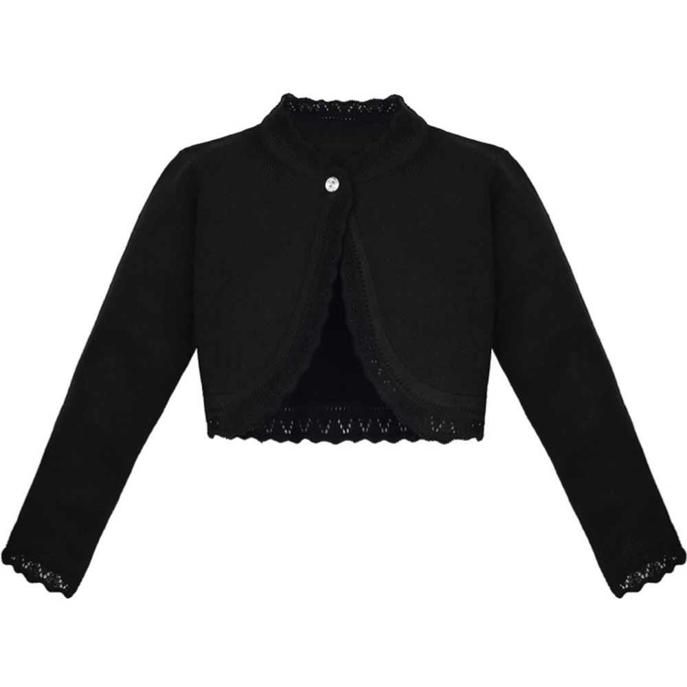 Lilax Little Girls' Knit Long Sleeve Button Closure Bolero Cardigan Shrug SZ 6